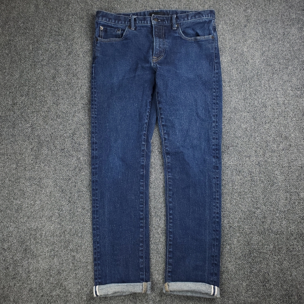 Uniqlo Men's Slim Straight Jeans - Dark Blue